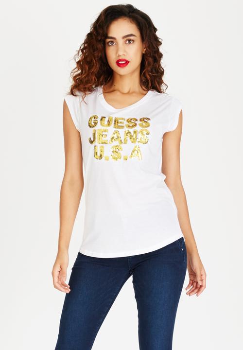 GUESS - Sequin Logo Tee White