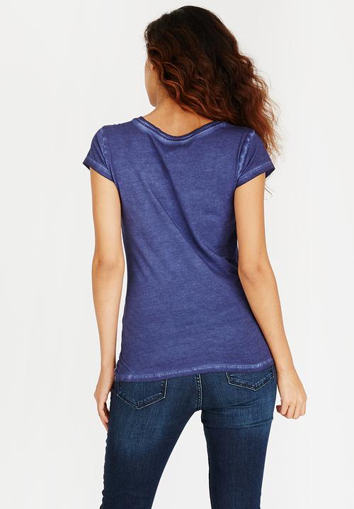GUESS - Logo V-neck Tee Navy