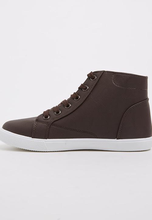 SOVIET - PU High Top Sneaker Dark Brown