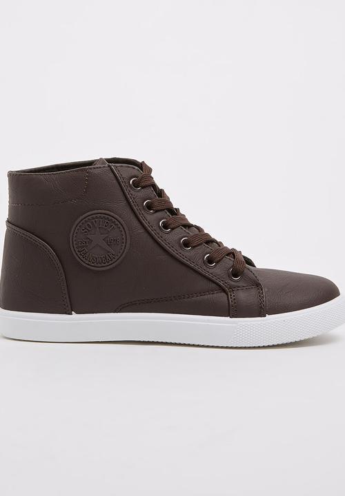 SOVIET - PU High Top Sneaker Dark Brown