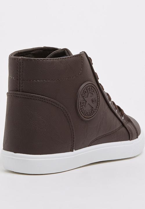 SOVIET - PU High Top Sneaker Dark Brown