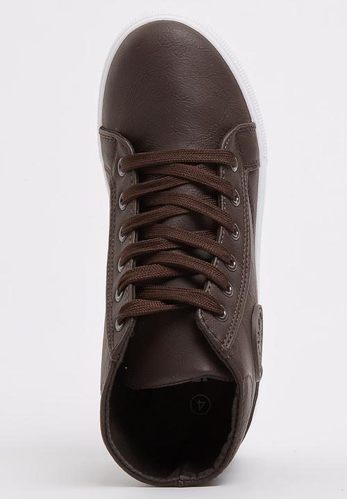 SOVIET - PU High Top Sneaker Dark Brown