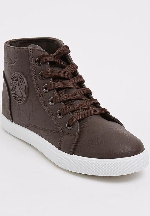 SOVIET - PU High Top Sneaker Dark Brown