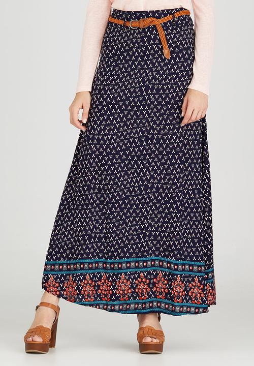 Revenge - Border Trim Maxi Skirt Navy