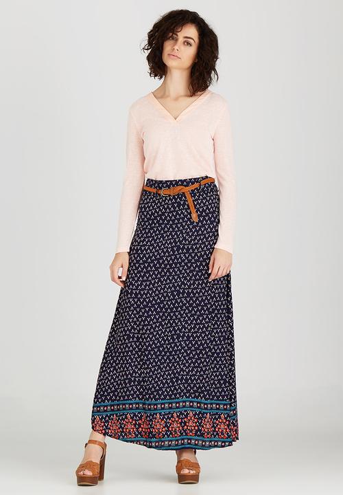 Revenge - Border Trim Maxi Skirt Navy
