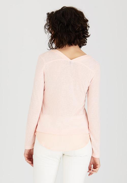 Revenge - V-neck 2-in-1 Top Pale Pink