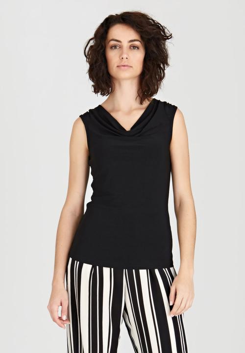edit - Sleeveless Cowl Neck Cami Black