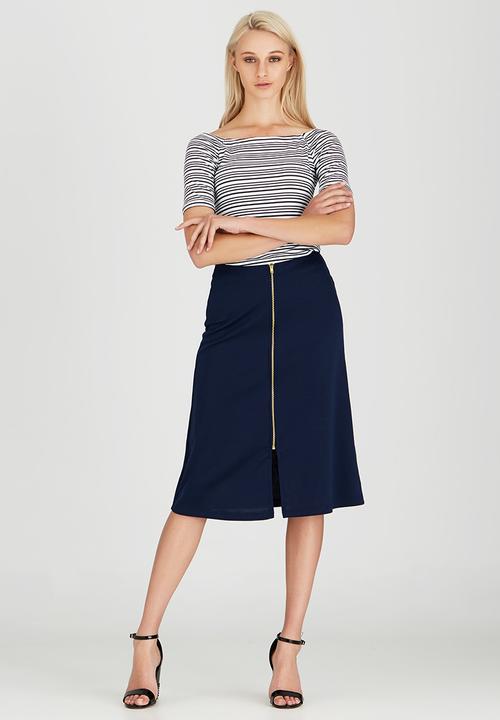 STYLE REPUBLIC - A-line Midi Skirt Navy