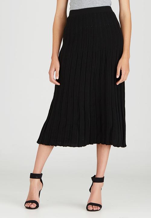 STYLE REPUBLIC - Midi Pleated Knitwear Skirt Black