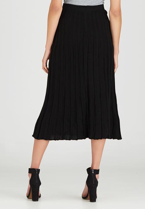 STYLE REPUBLIC - Midi Pleated Knitwear Skirt Black