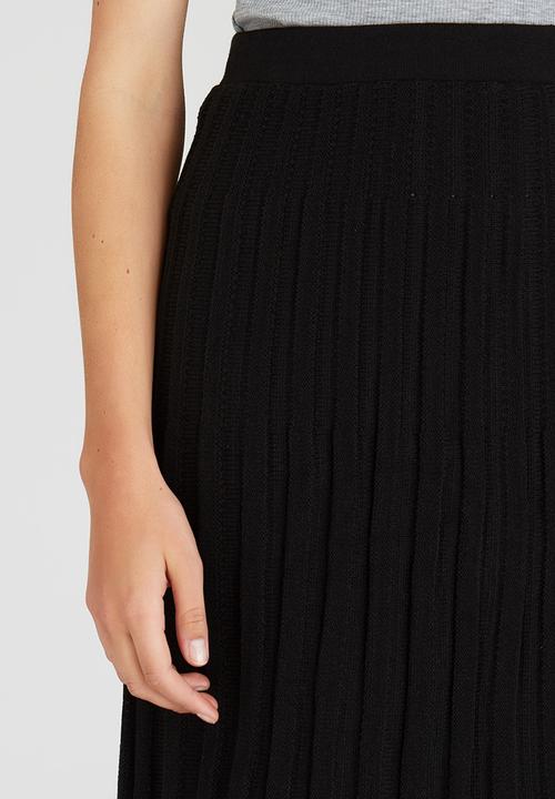 STYLE REPUBLIC - Midi Pleated Knitwear Skirt Black