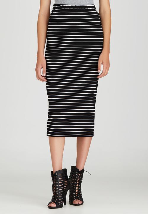 STYLE REPUBLIC - Bodycon Midi Skirt Black and White