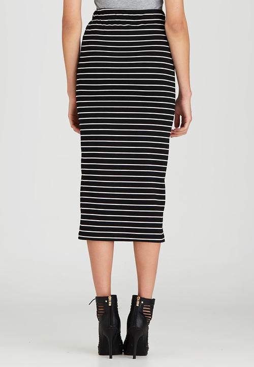 STYLE REPUBLIC - Bodycon Midi Skirt Black and White