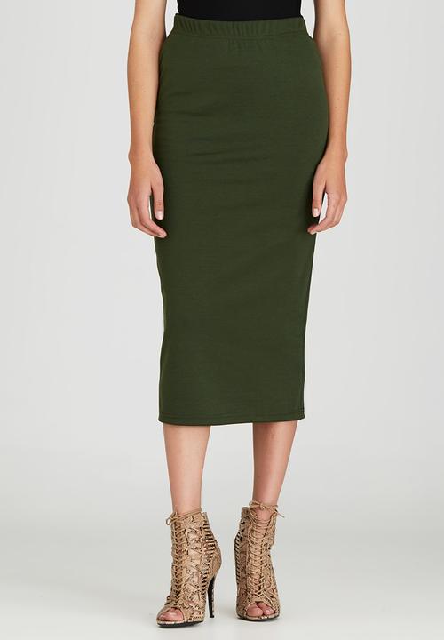 STYLE REPUBLIC - Bodycon Midi Skirt Dark Green