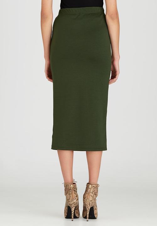 STYLE REPUBLIC - Bodycon Midi Skirt Dark Green