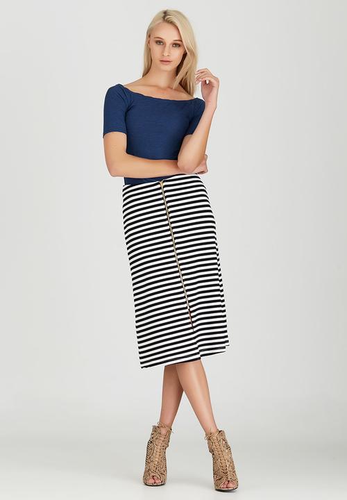 STYLE REPUBLIC - A-line Midi Skirt Black and White