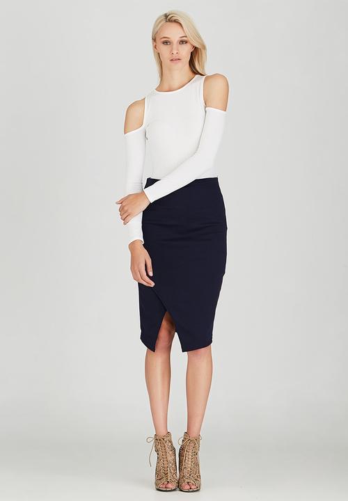 c(inch) - Asymmetrical Midi Skirt Navy
