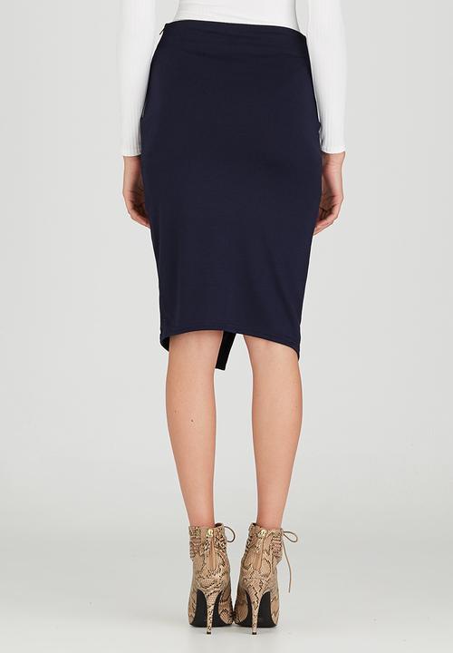 c(inch) - Asymmetrical Midi Skirt Navy
