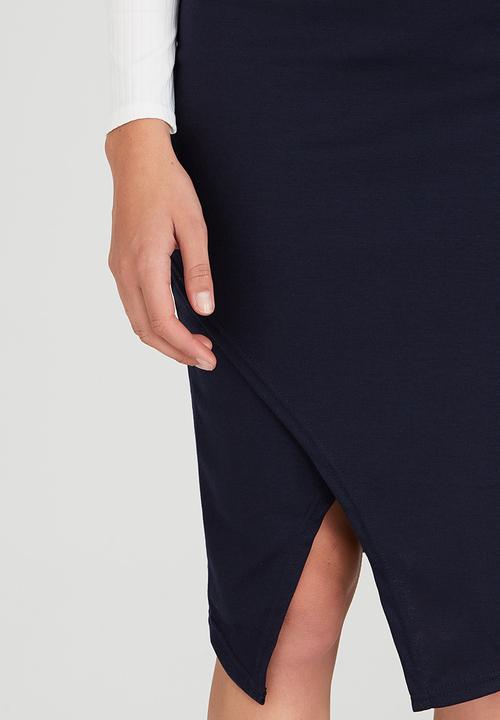 c(inch) - Asymmetrical Midi Skirt Navy