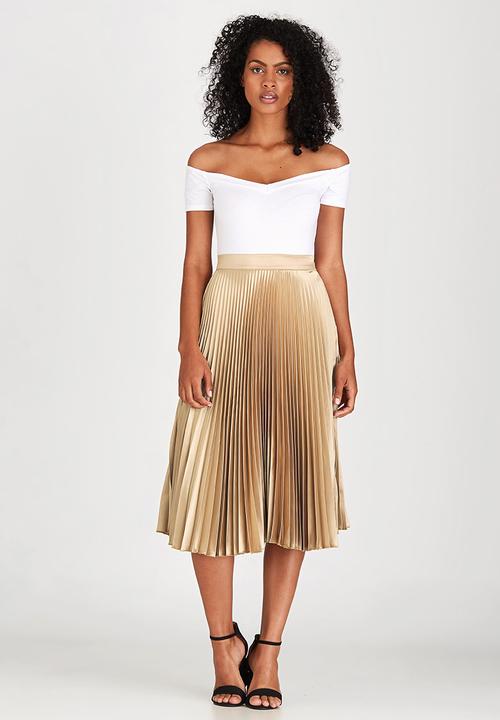STYLE REPUBLIC - Pleated Midi Skirt Gold