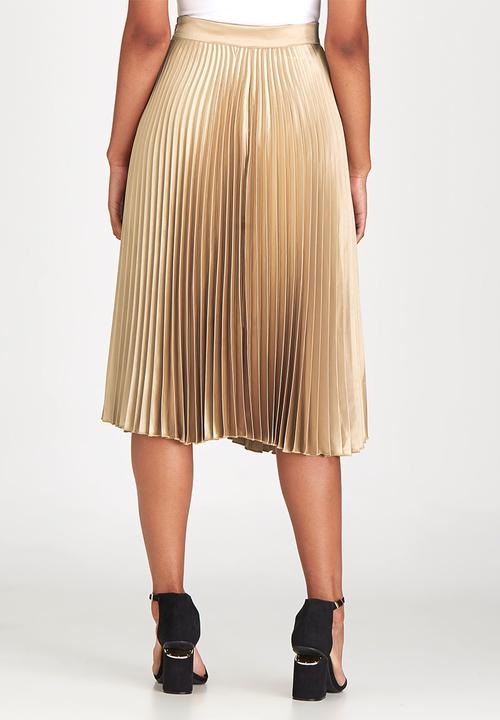 STYLE REPUBLIC - Pleated Midi Skirt Gold
