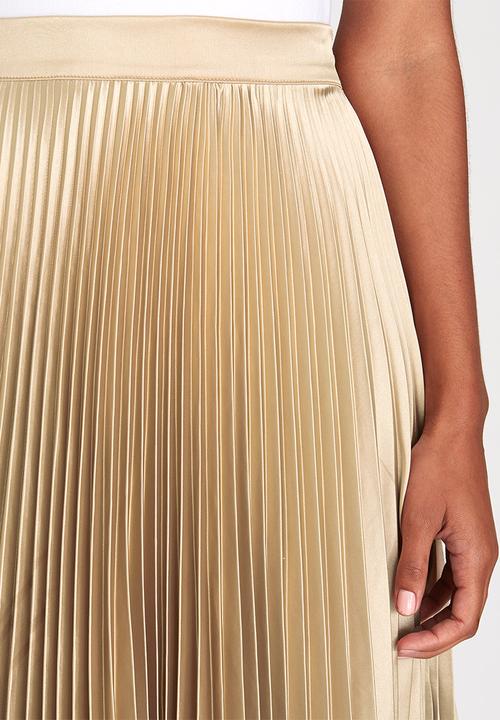 STYLE REPUBLIC - Pleated Midi Skirt Gold
