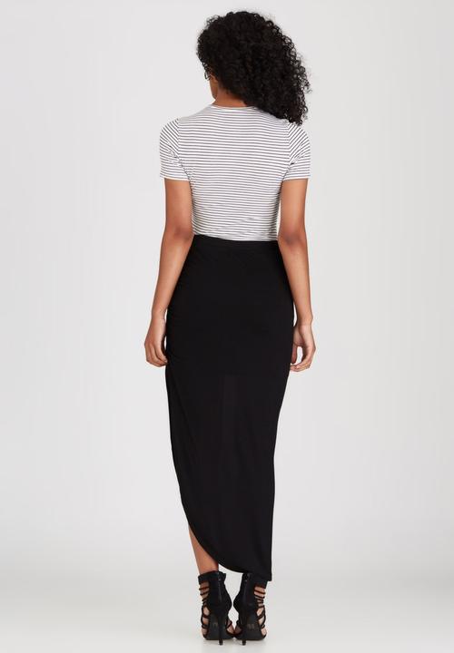 ONLY - New Ria Ruched Skirt with High Slit Black