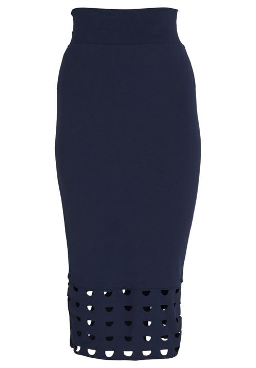 Isabel de Villiers - Laser Cut Pencil Skirt Navy
