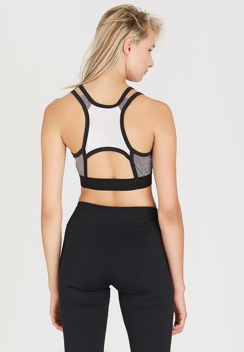 Lithe - Double Strap Crop Top Black and Grey