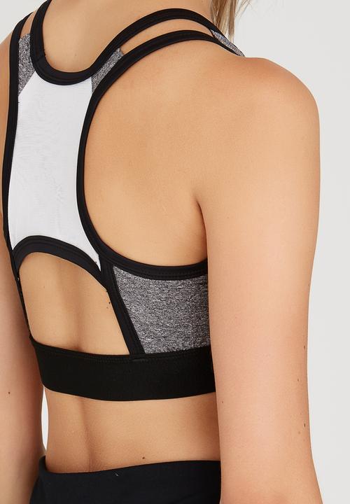 Lithe - Double Strap Crop Top Black and Grey