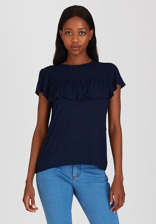 STYLE REPUBLIC - Frill Detail T-shirt Navy