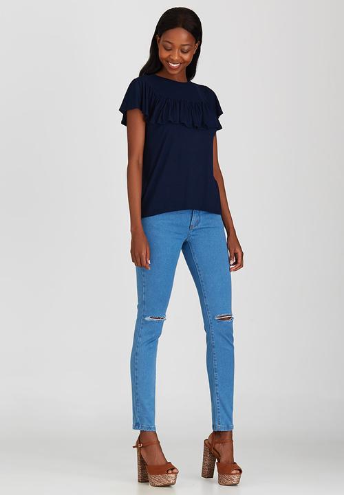 STYLE REPUBLIC - Frill Detail T-shirt Navy