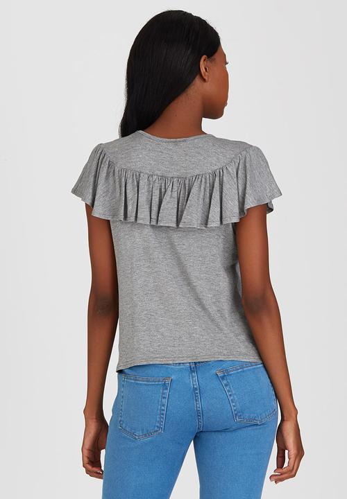 STYLE REPUBLIC - Frill Detail T-shirt Pale Grey