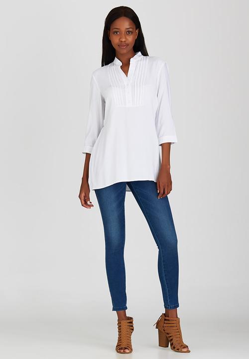 edit - Button Front Tunic White