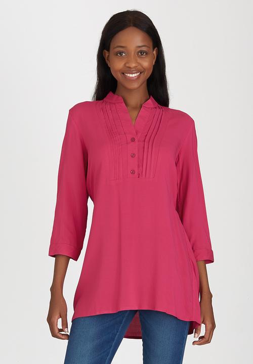edit - Button Front Tunic Cerise Pink