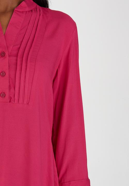 edit - Button Front Tunic Cerise Pink