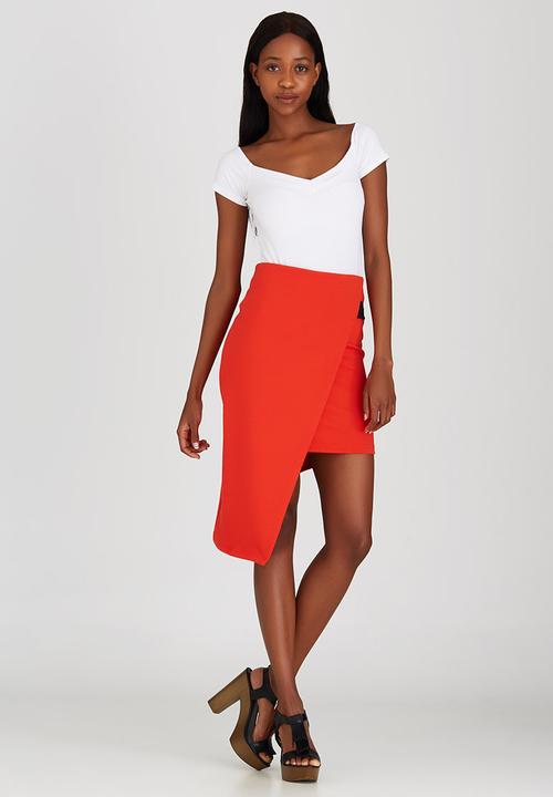 STYLE REPUBLIC - Asymmetrical Mini Skirt Orange