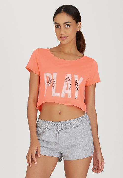 ONLY Play - Joyelle Cropped Tee Coral