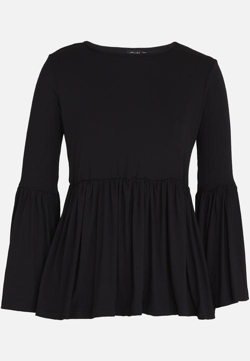 c(inch) - Volume Peplum Top Black