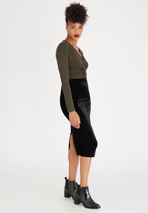 edit - Knot Front Bodysuit Khaki Green