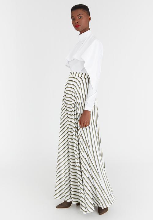 DAVID by David Tlale - Striped Full Circle Skirt Green