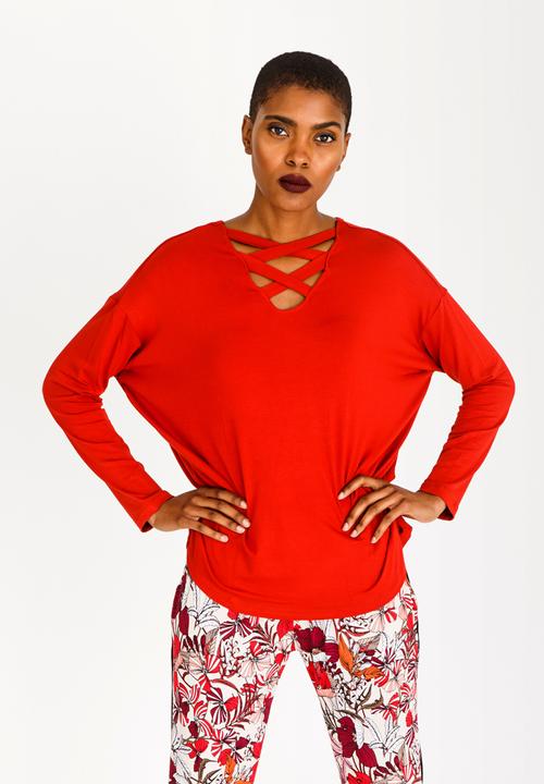 Slick - Serena Criss Cross Top Burnt Orange