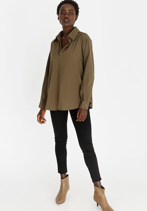 G Couture - Collar Detail Shirt Khaki Green