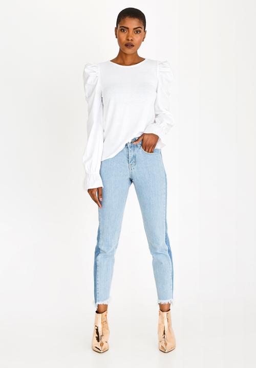 STYLE REPUBLIC - Shadow Stripe Straight Leg Jeans Blue