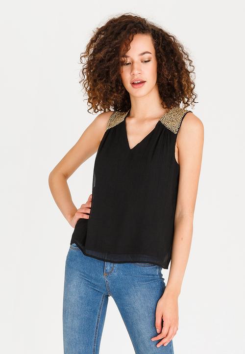 Vero Moda - Blinky Sleeveless Bead Detail Top  Black
