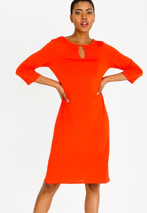 edit - 3/4 Sleeve tunic dress - orange