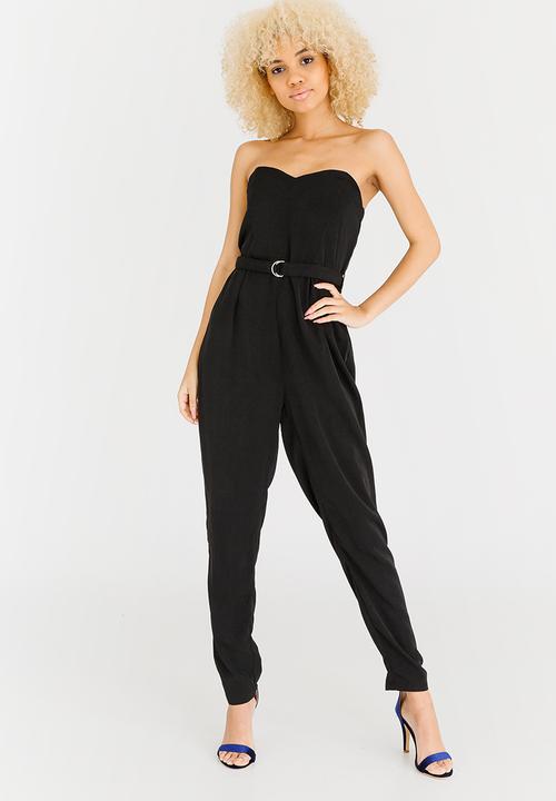 casual black strapless jumpsuit