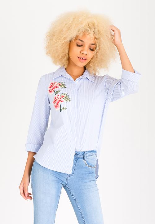SISSY BOY - Summer Heights Embroidered Shirt Blue and White