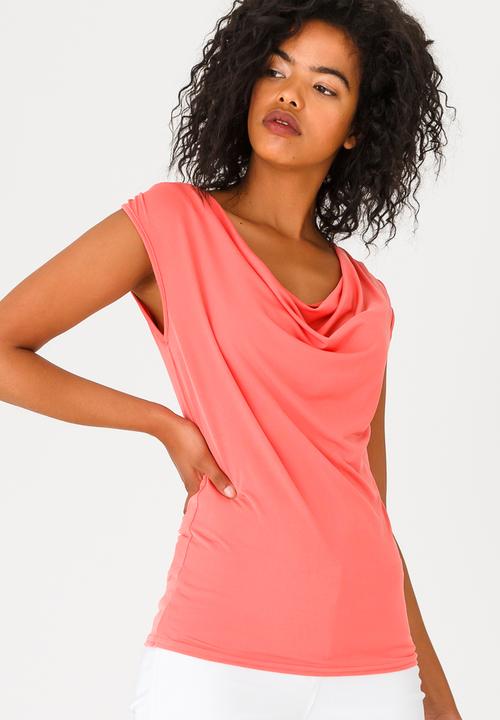 edit - Cowl Neck Top Coral