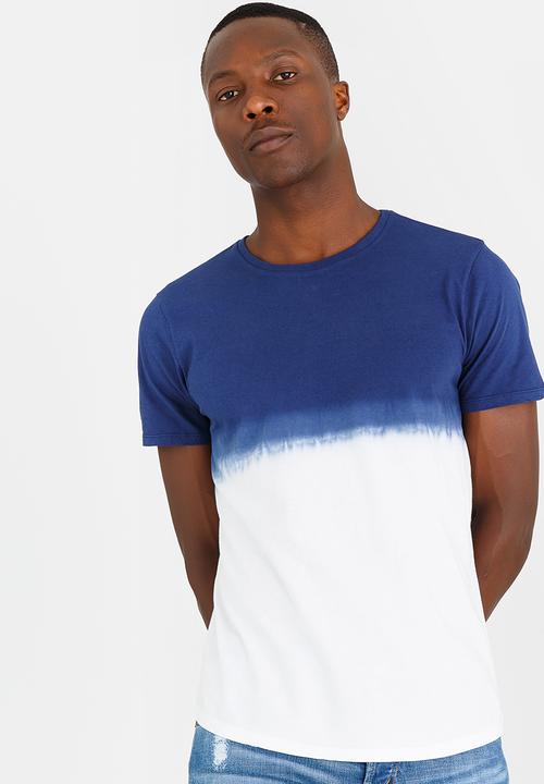 Sassoon - Scoop Hem Ombre Effect T-shirt Blue and White